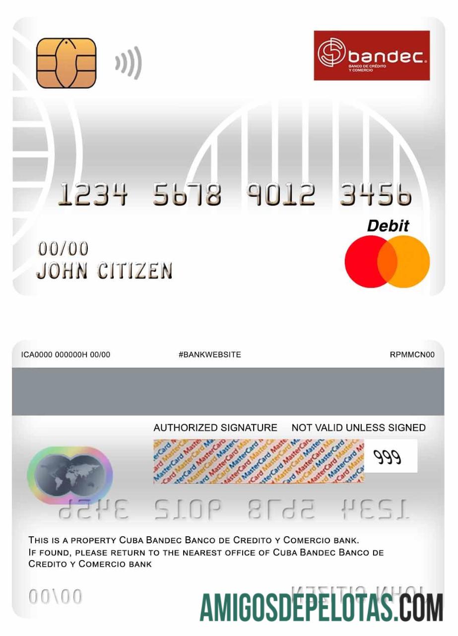 Cuba Bandec Banco De Credito Y Comercio Bank Master Debit Card baixar para verificação